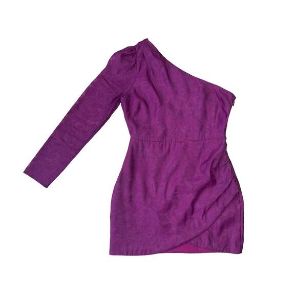 Lulus Emogene Magenta Burnout Floral One Shoulder Mini Dress - Medium - Picture 5 of 16